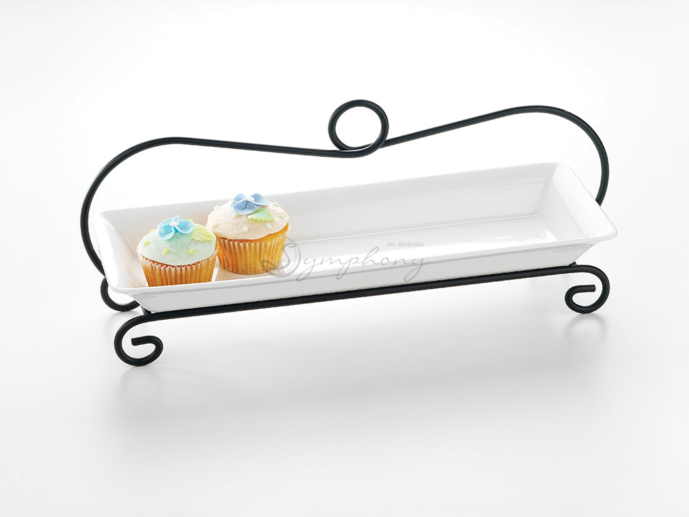 Symphony rectangular platter with metal rack